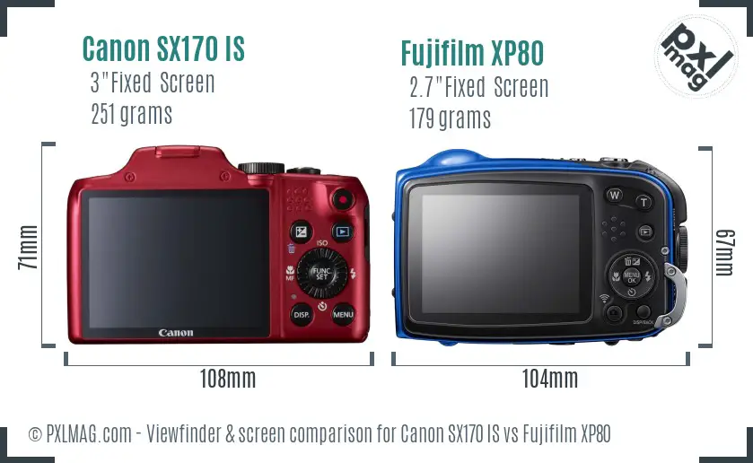 Canon SX170 IS vs Fujifilm XP80 Screen and Viewfinder comparison