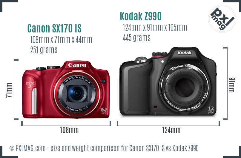 Canon SX170 IS vs Kodak Z990 size comparison Canon SX170 IS vs Kodak Z990 size comparison