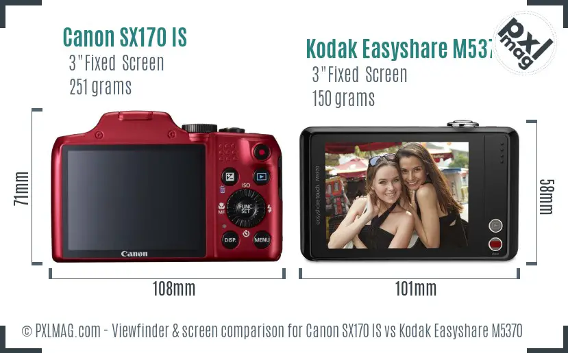 Canon SX170 IS vs Kodak Easyshare M5370 Screen and Viewfinder comparison Canon SX170 IS vs Kodak Easyshare M5370 Screen and Viewfinder comparison