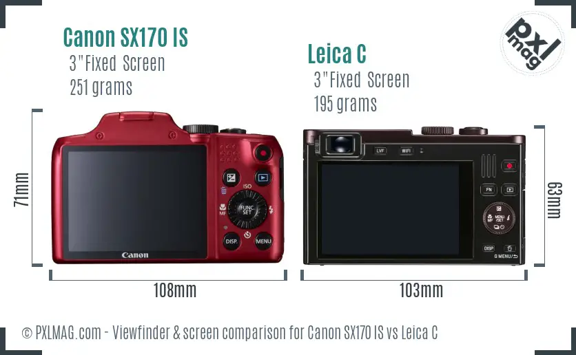 Canon SX170 IS vs Leica C Screen and Viewfinder comparison