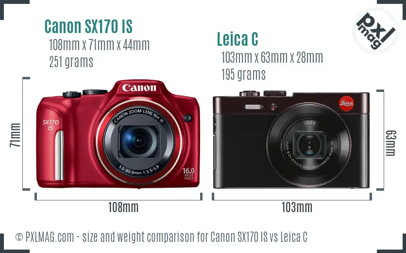 Canon SX170 IS vs Leica C size comparison Canon SX170 IS vs Leica C size comparison