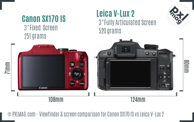 Canon SX170 IS vs Leica V-Lux 2 Screen and Viewfinder comparison