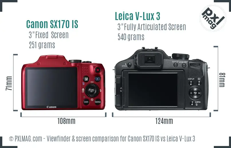 Canon SX170 IS vs Leica V-Lux 3 Screen and Viewfinder comparison