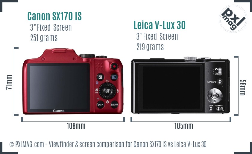 Canon SX170 IS vs Leica V-Lux 30 Screen and Viewfinder comparison