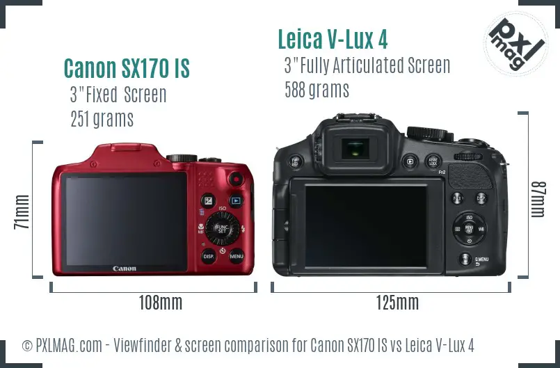 Canon SX170 IS vs Leica V-Lux 4 Screen and Viewfinder comparison