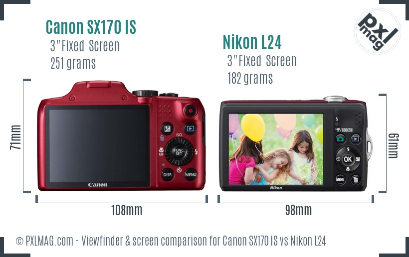Canon SX170 IS vs Nikon L24 Screen and Viewfinder comparison