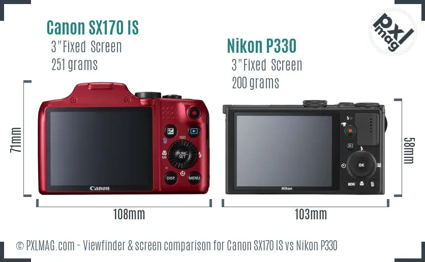 Canon SX170 IS vs Nikon P330 Screen and Viewfinder comparison