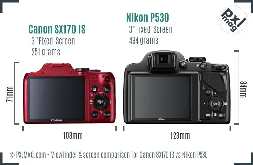 Canon SX170 IS vs Nikon P530 Screen and Viewfinder comparison