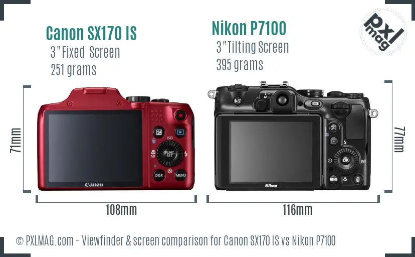 Canon SX170 IS vs Nikon P7100 Screen and Viewfinder comparison Canon SX170 IS vs Nikon P7100 Screen and Viewfinder comparison