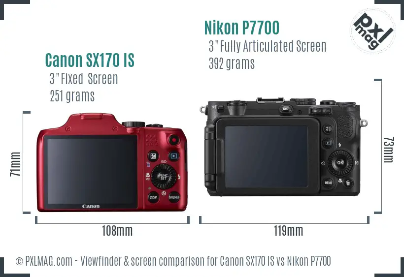 Canon SX170 IS vs Nikon P7700 Screen and Viewfinder comparison Canon SX170 IS vs Nikon P7700 Screen and Viewfinder comparison