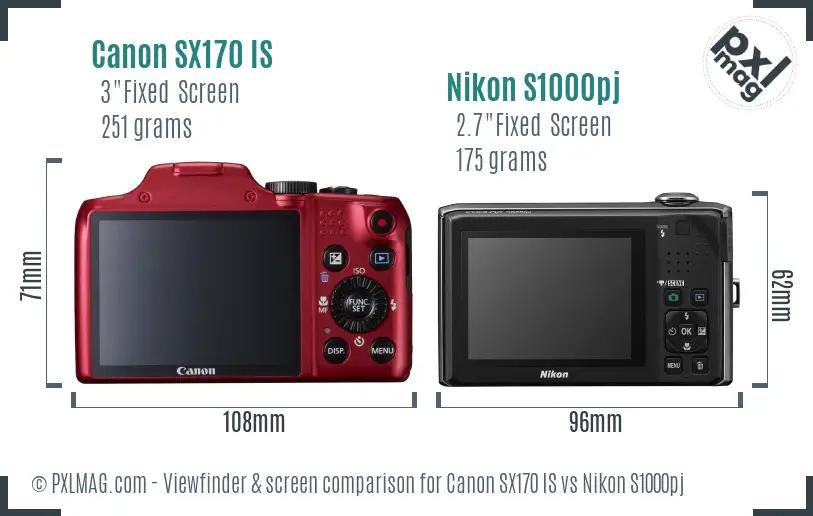 Canon SX170 IS vs Nikon S1000pj Screen and Viewfinder comparison Canon SX170 IS vs Nikon S1000pj Screen and Viewfinder comparison