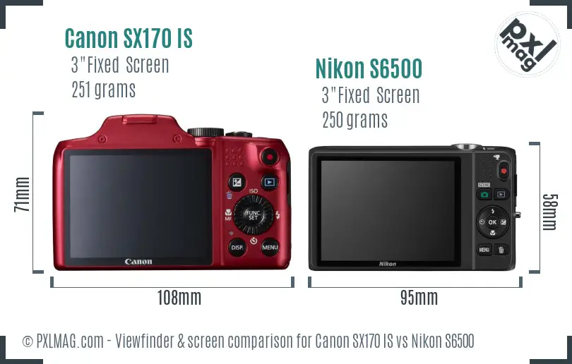 Canon SX170 IS vs Nikon S6500 Screen and Viewfinder comparison Canon SX170 IS vs Nikon S6500 Screen and Viewfinder comparison