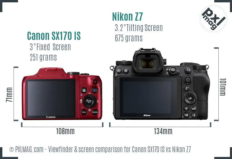 Canon SX170 IS vs Nikon Z7 Screen and Viewfinder comparison Canon SX170 IS vs Nikon Z7 Screen and Viewfinder comparison