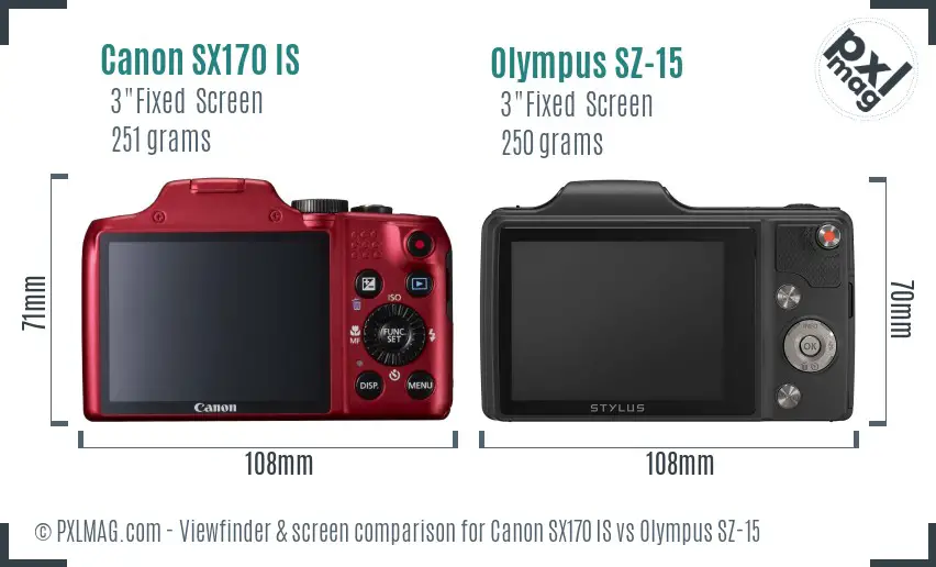 Canon SX170 IS vs Olympus SZ-15 Screen and Viewfinder comparison Canon SX170 IS vs Olympus SZ-15 Screen and Viewfinder comparison
