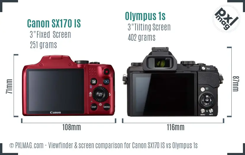 Canon SX170 IS vs Olympus 1s Screen and Viewfinder comparison Canon SX170 IS vs Olympus 1s Screen and Viewfinder comparison