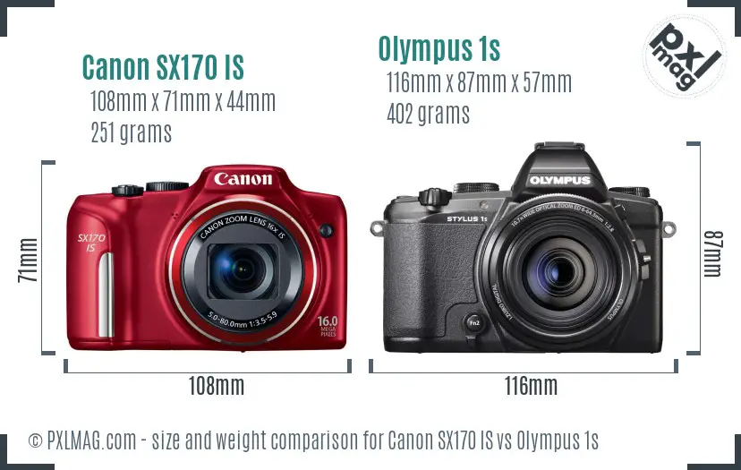 Canon SX170 IS vs Olympus 1s size comparison Canon SX170 IS vs Olympus 1s size comparison