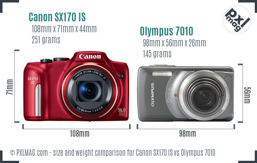 Canon SX170 IS vs Olympus 7010 size comparison