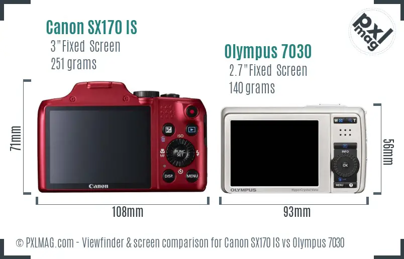 Canon SX170 IS vs Olympus 7030 Screen and Viewfinder comparison Canon SX170 IS vs Olympus 7030 Screen and Viewfinder comparison