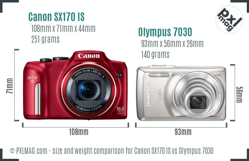 Canon SX170 IS vs Olympus 7030 size comparison Canon SX170 IS vs Olympus 7030 size comparison