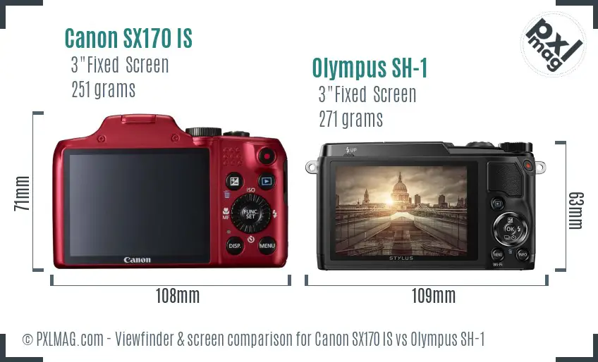 Canon SX170 IS vs Olympus SH-1 Screen and Viewfinder comparison