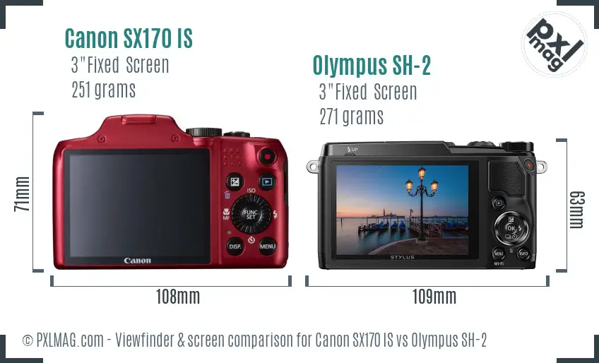 Canon SX170 IS vs Olympus SH-2 Screen and Viewfinder comparison