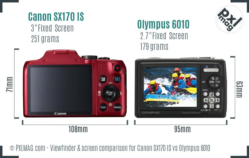 Canon SX170 IS vs Olympus 6010 Screen and Viewfinder comparison