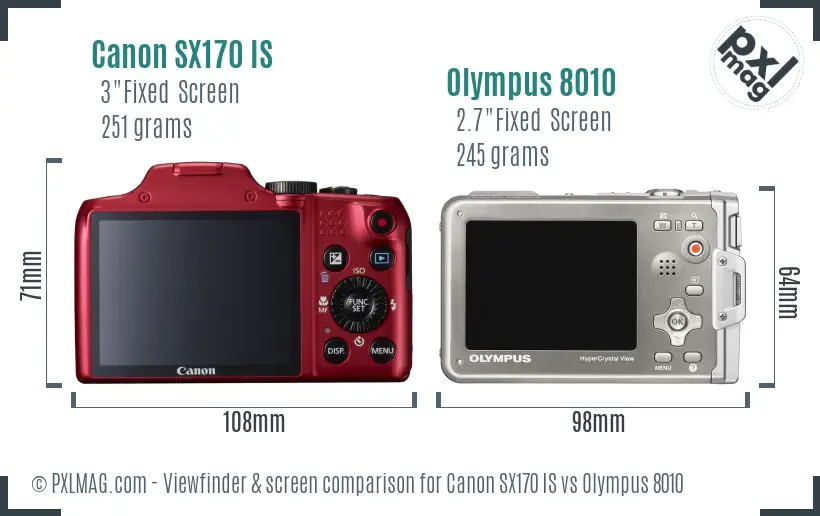 Canon SX170 IS vs Olympus 8010 Screen and Viewfinder comparison Canon SX170 IS vs Olympus 8010 Screen and Viewfinder comparison