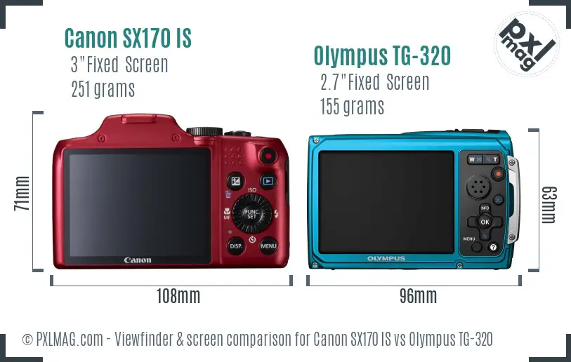 Canon SX170 IS vs Olympus TG-320 Screen and Viewfinder comparison