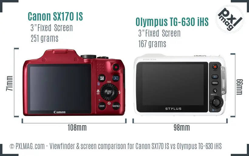 Canon SX170 IS vs Olympus TG-630 iHS Screen and Viewfinder comparison Canon SX170 IS vs Olympus TG-630 iHS Screen and Viewfinder comparison