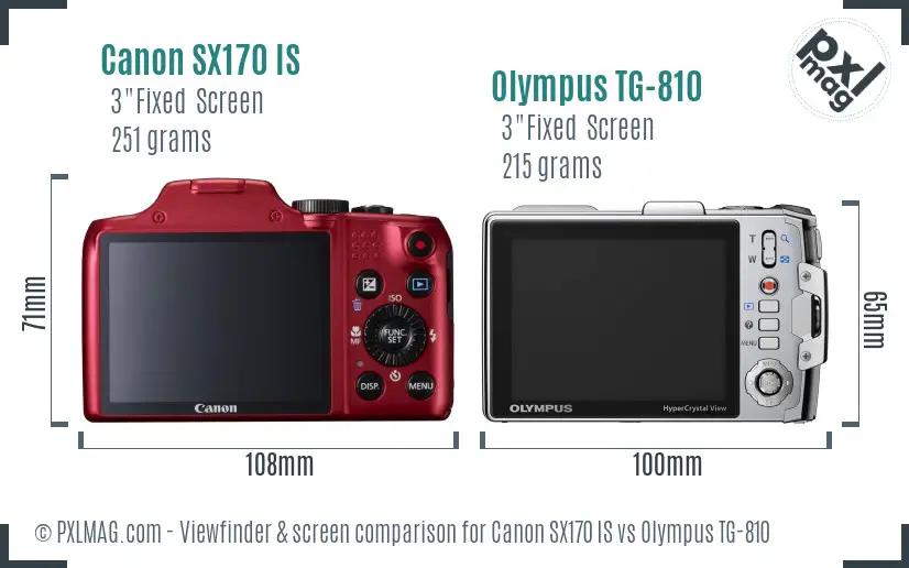 Canon SX170 IS vs Olympus TG-810 Screen and Viewfinder comparison