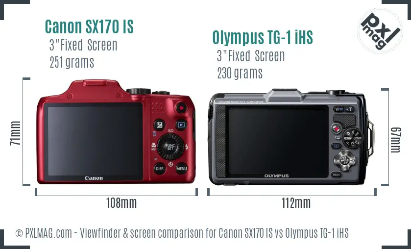 Canon SX170 IS vs Olympus TG-1 iHS Screen and Viewfinder comparison Canon SX170 IS vs Olympus TG-1 iHS Screen and Viewfinder comparison