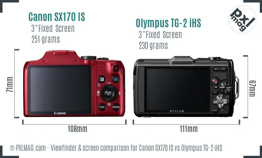 Canon SX170 IS vs Olympus TG-2 iHS Screen and Viewfinder comparison Canon SX170 IS vs Olympus TG-2 iHS Screen and Viewfinder comparison