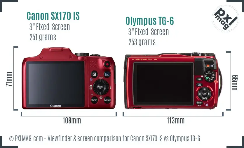 Canon SX170 IS vs Olympus TG-6 Screen and Viewfinder comparison Canon SX170 IS vs Olympus TG-6 Screen and Viewfinder comparison