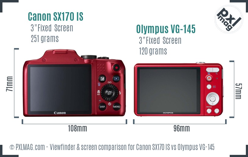 Canon SX170 IS vs Olympus VG-145 Screen and Viewfinder comparison