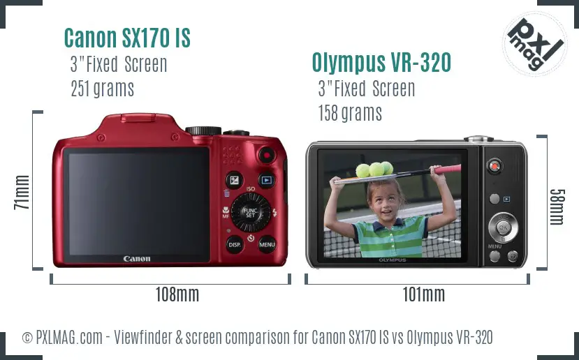 Canon SX170 IS vs Olympus VR-320 Screen and Viewfinder comparison