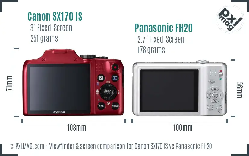 Canon SX170 IS vs Panasonic FH20 Screen and Viewfinder comparison Canon SX170 IS vs Panasonic FH20 Screen and Viewfinder comparison