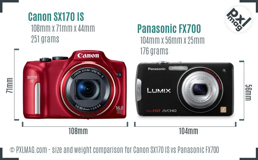 Canon SX170 IS vs Panasonic FX700 size comparison