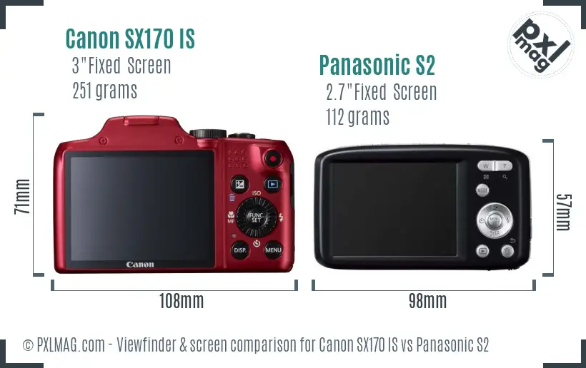 Canon SX170 IS vs Panasonic S2 Screen and Viewfinder comparison Canon SX170 IS vs Panasonic S2 Screen and Viewfinder comparison