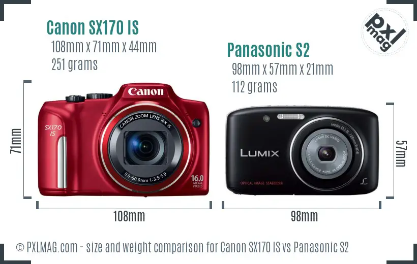 Canon SX170 IS vs Panasonic S2 size comparison Canon SX170 IS vs Panasonic S2 size comparison