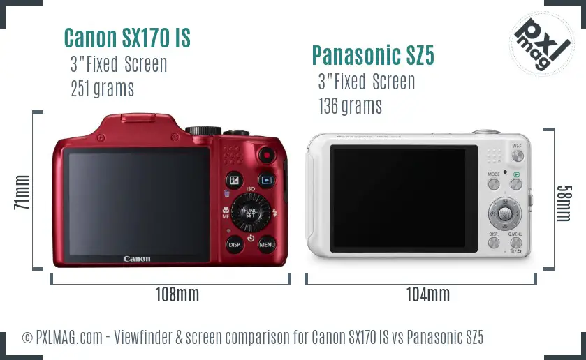 Canon SX170 IS vs Panasonic SZ5 Screen and Viewfinder comparison