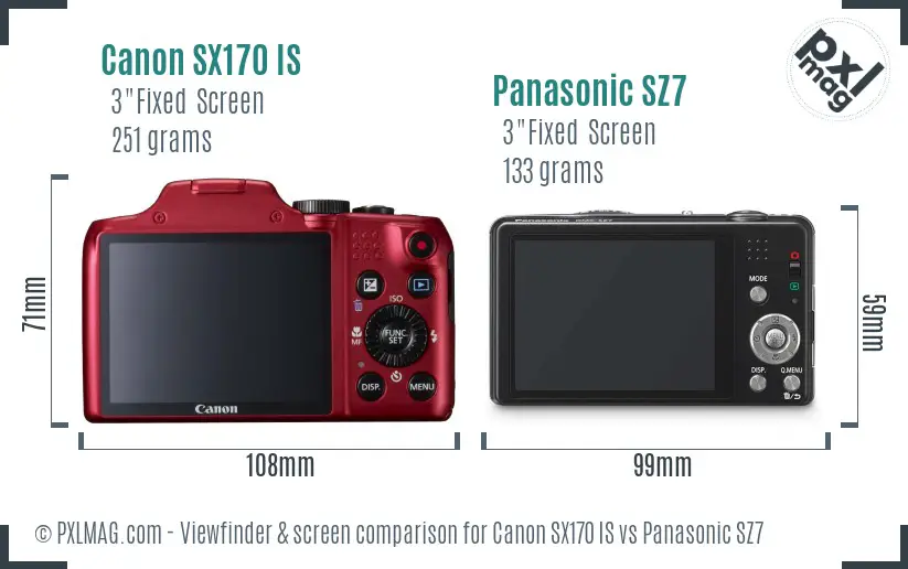 Canon SX170 IS vs Panasonic SZ7 Screen and Viewfinder comparison