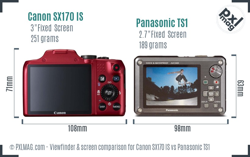 Canon SX170 IS vs Panasonic TS1 Screen and Viewfinder comparison