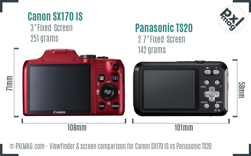 Canon SX170 IS vs Panasonic TS20 Screen and Viewfinder comparison Canon SX170 IS vs Panasonic TS20 Screen and Viewfinder comparison