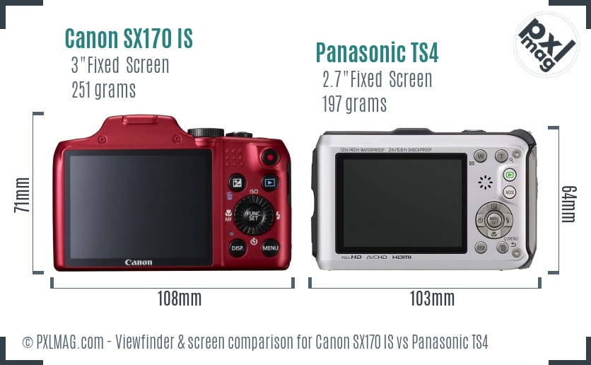 Canon SX170 IS vs Panasonic TS4 Screen and Viewfinder comparison