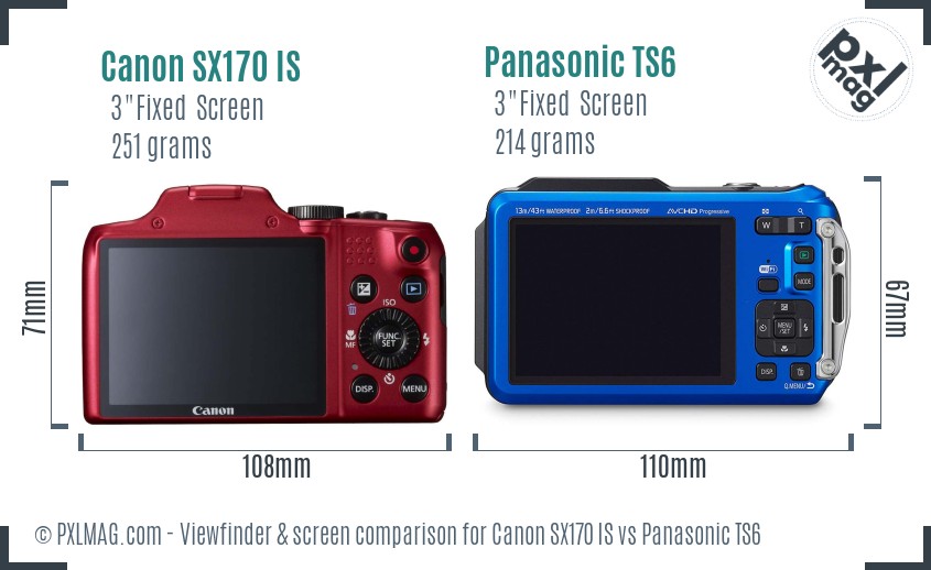 Canon SX170 IS vs Panasonic TS6 Screen and Viewfinder comparison