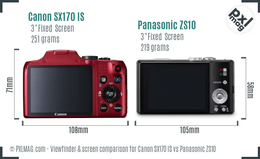 Canon SX170 IS vs Panasonic ZS10 Screen and Viewfinder comparison Canon SX170 IS vs Panasonic ZS10 Screen and Viewfinder comparison
