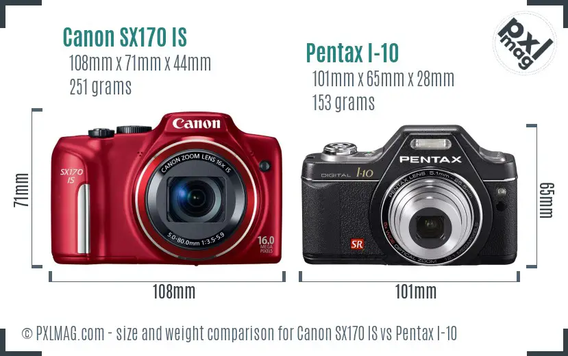 Canon SX170 IS vs Pentax I-10 size comparison Canon SX170 IS vs Pentax I-10 size comparison