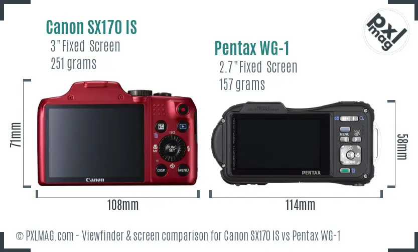Canon SX170 IS vs Pentax WG-1 Screen and Viewfinder comparison