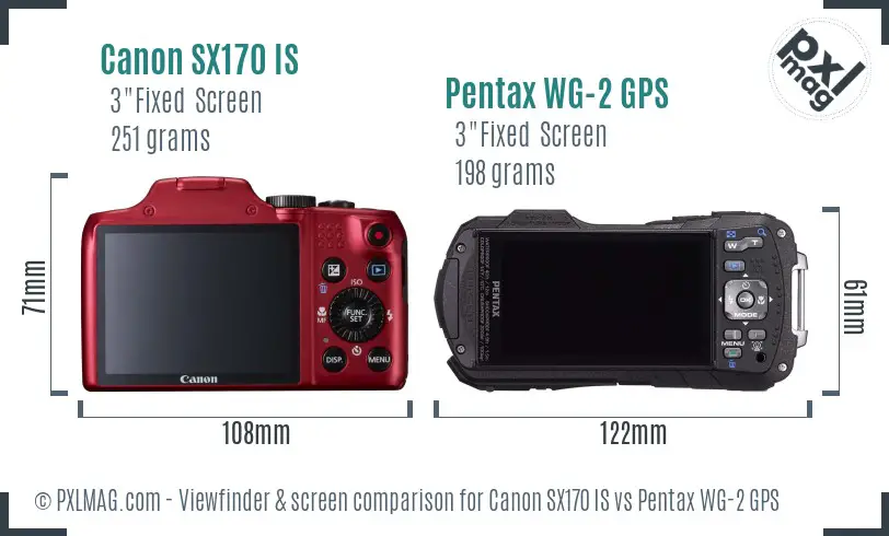 Canon SX170 IS vs Pentax WG-2 GPS Screen and Viewfinder comparison