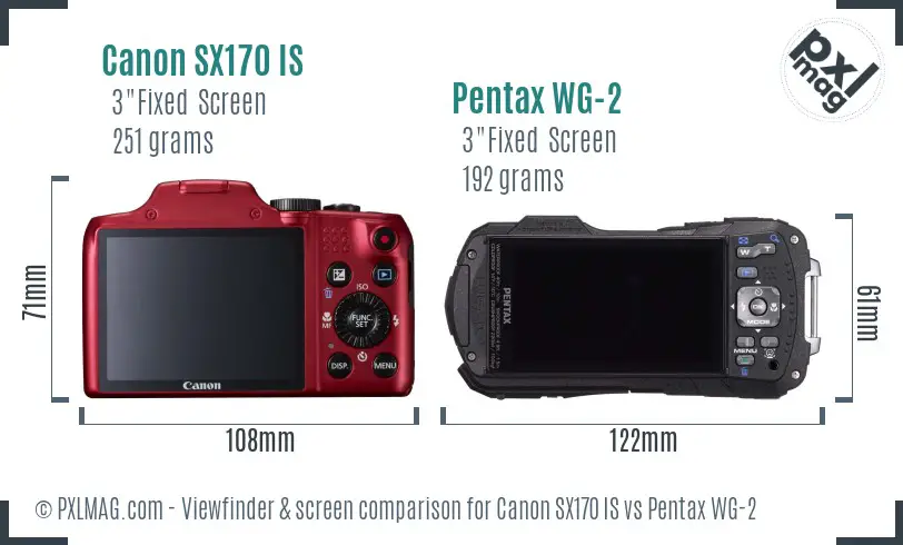 Canon SX170 IS vs Pentax WG-2 Screen and Viewfinder comparison